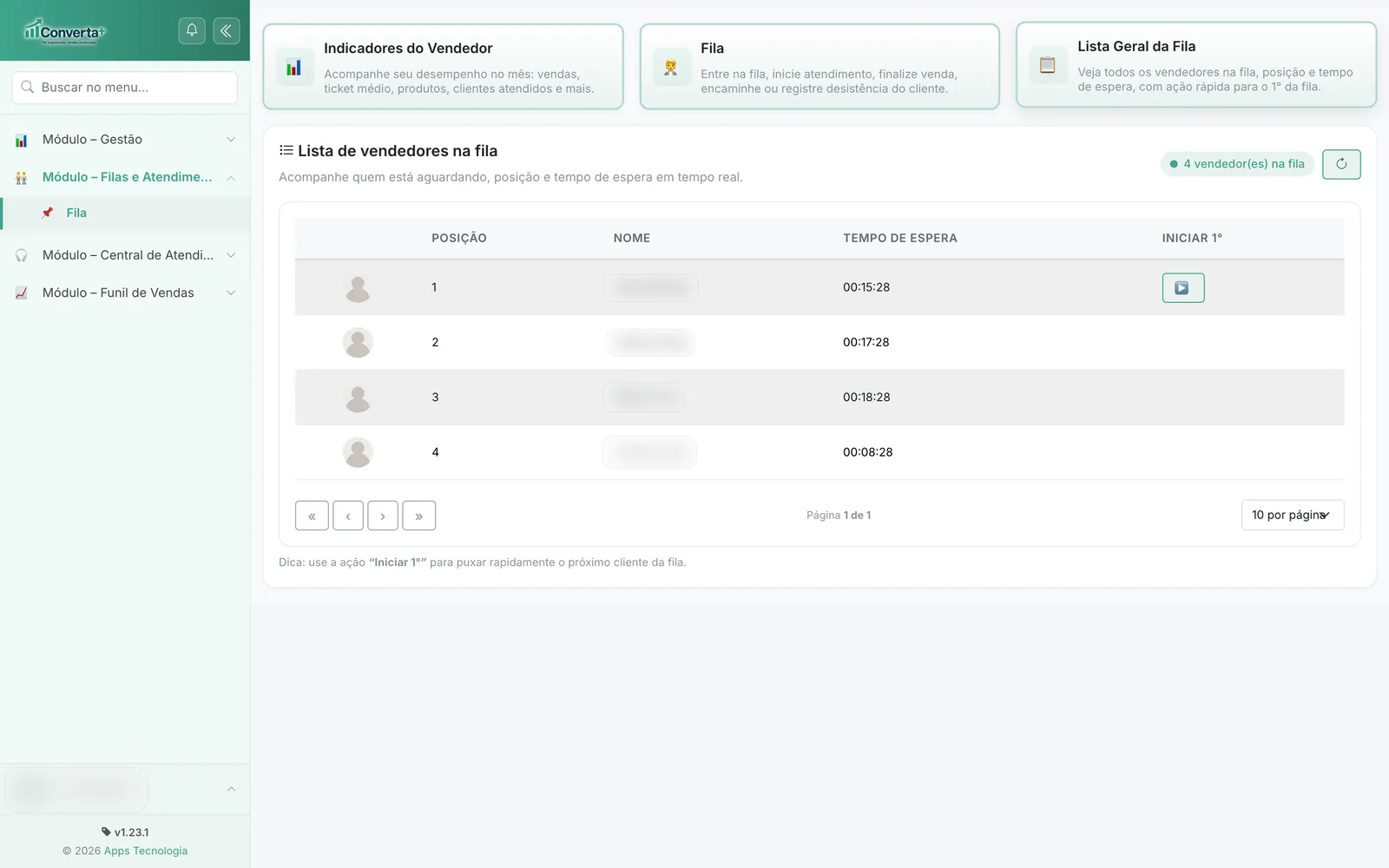 Lista da Vez — Atendimento registrado