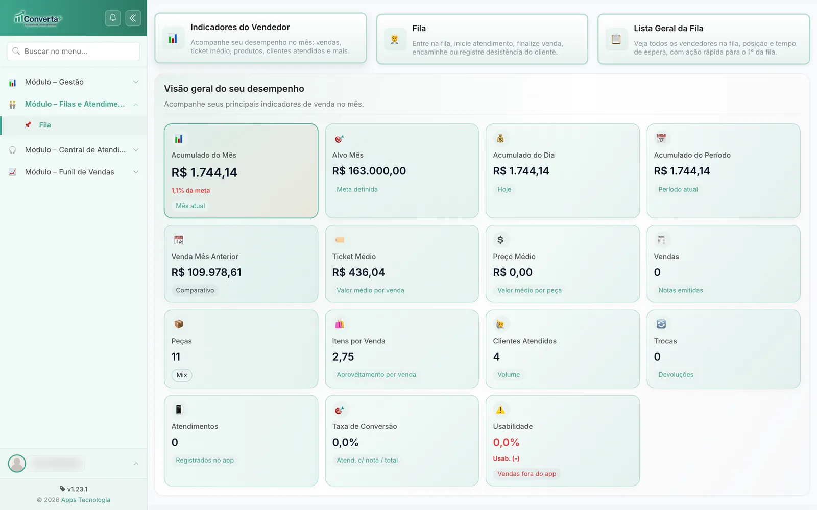 Lista da Vez — KPI por vendedor